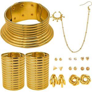 13Pcs African National Jewelry for Women Egypt Gold Collars Vintage Set Flamboya